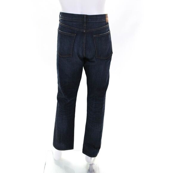 J Crew Mens Cotton Dark Wash Straight Leg Jeans Blue Size 36x32 - Picture 3 of 7